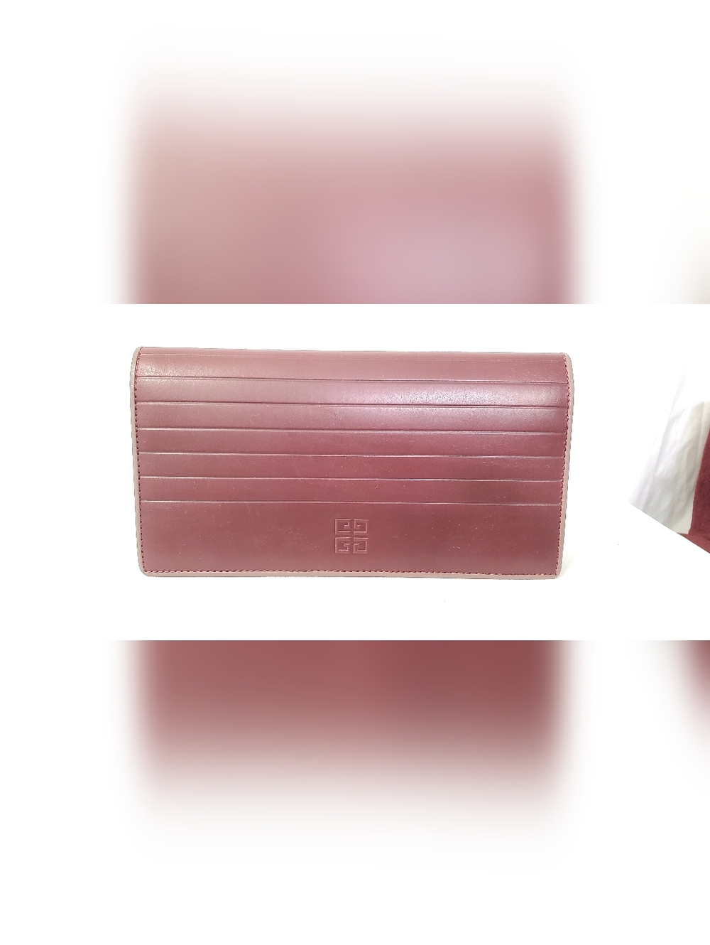 Givenchy Embossed Logo Burgundy Leather Wallet